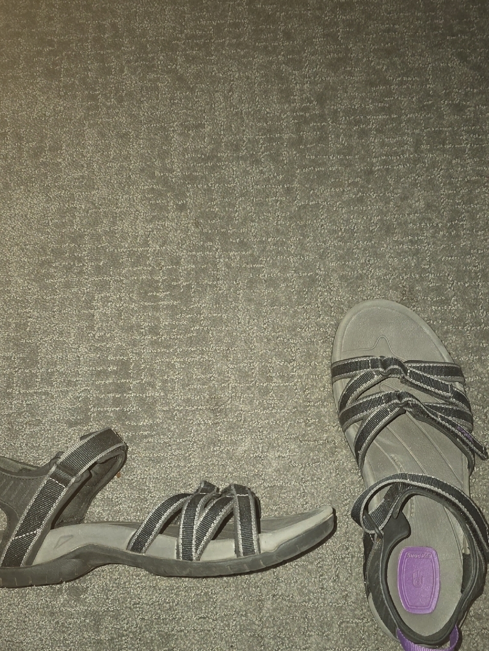 Teva Women's Black and Gray Strappy Outdoor Sandals